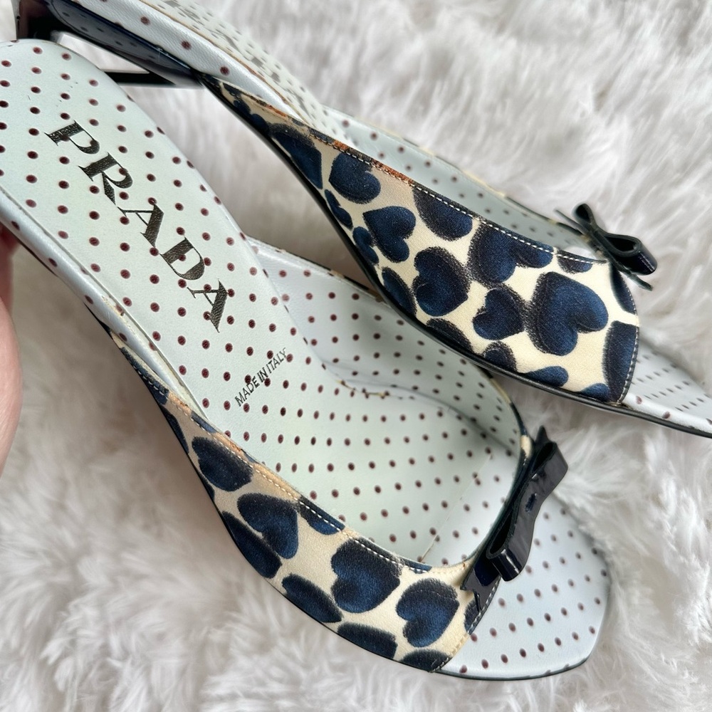 Vintage Prada SS200 Polka Dot Heart Kitten Heels - Picture 9 of 9
